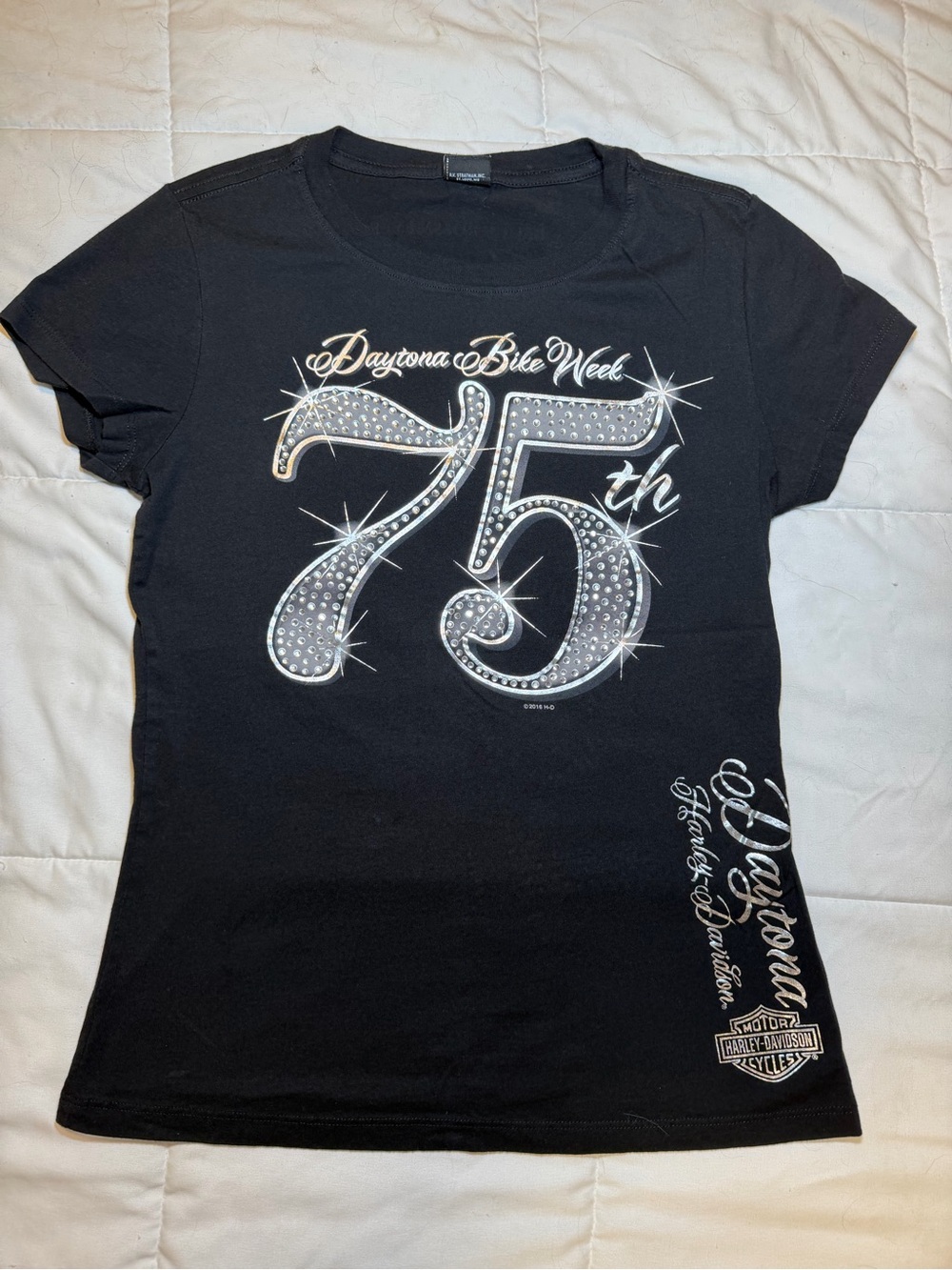 Harley-Davidson Black Women's Daytona 75th Rhinestone Tee